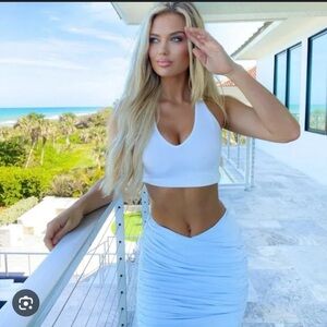 Lovers & Friends icy blue mini skirt. SOLD OUT EVERYWHERE